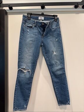 PAIGE Medium Blue Distressed Skinny Jeans